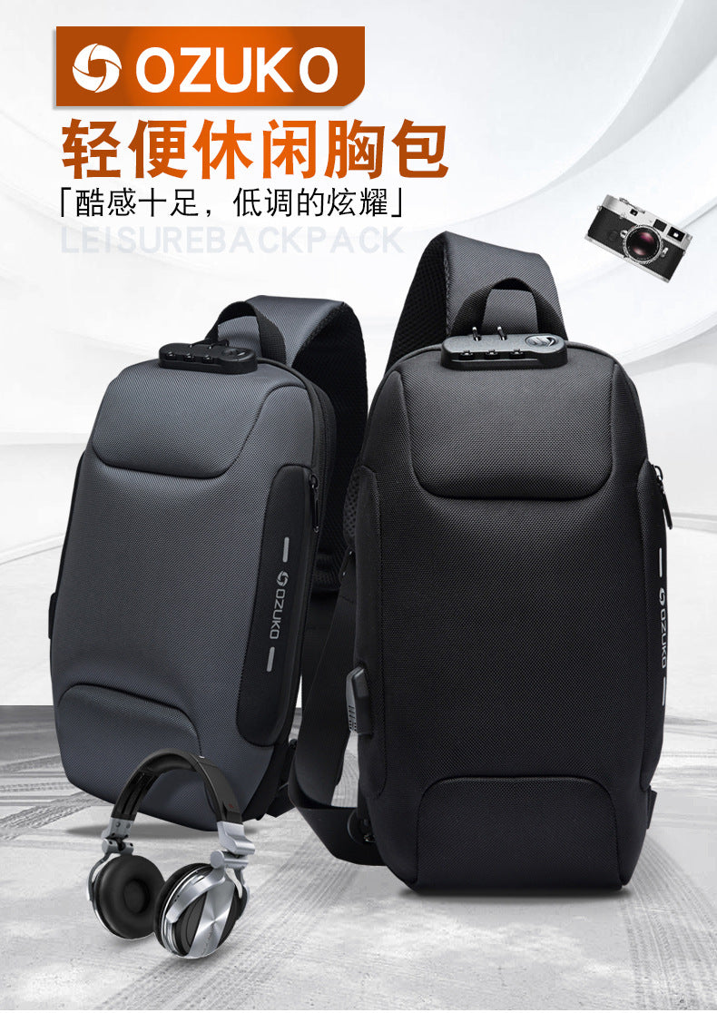 OZUKO Tactical Chest Bag Men's Crossbody Bag Waterproof Multifunctional High-end Outdoor Portable Bag Cycling Shoulder Bag