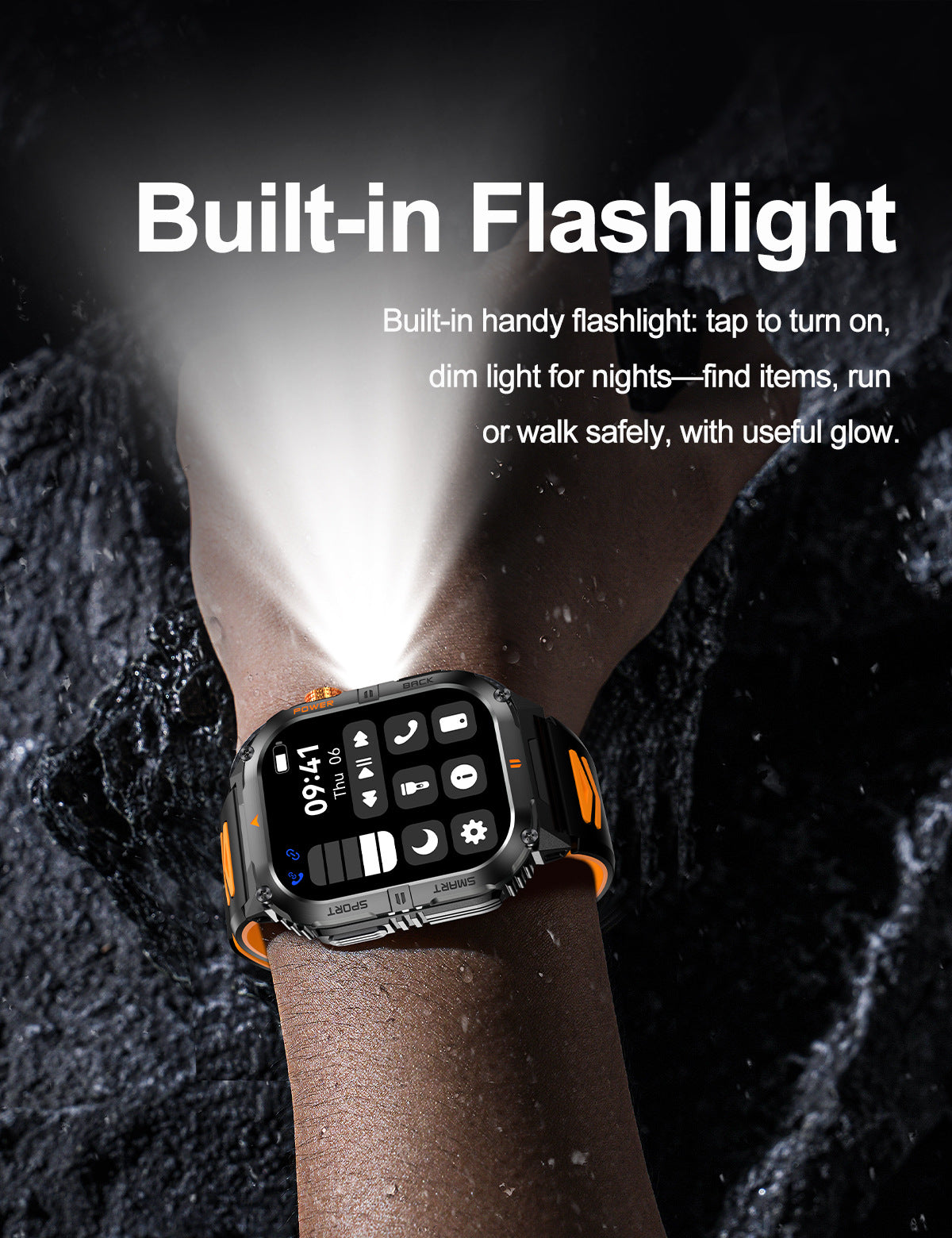 YK12Smart Watch Bluetooth Call True Heart Rate Step Count Sleep Monitoring Deep Waterproof Large Battery Sports Three-Proof
