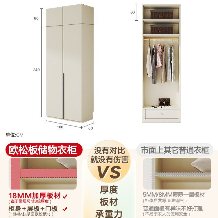 European Pine Board Full-Height Wardrobe3.0/2.8/2.7/2.6/2.5m Mi Light Luxury Bedroom Storage Cabinet