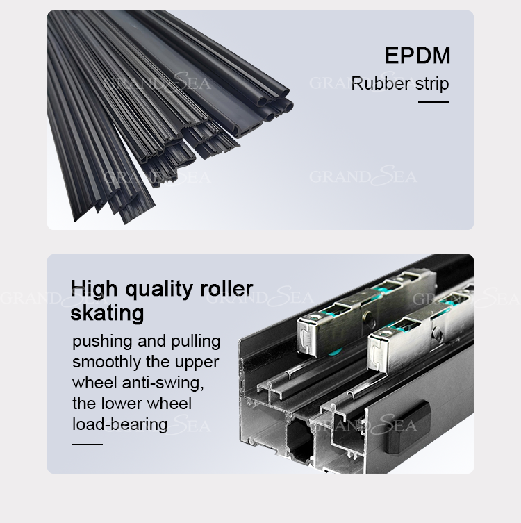 Strong Stainless Steel Mesh Customized Aluminum Balcony Sliding windows With Safety Lock