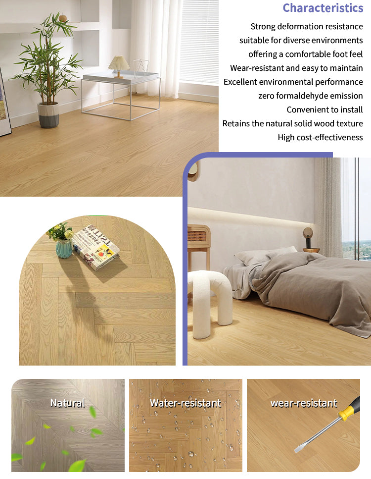 Eco-Friendly Three-Layer Engineered Ash Wood Flooring Waterproof Stable Construction for Outdoor & Commercial Use