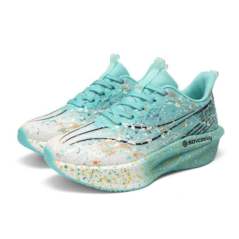 Autumn New Fluorescent Parent-Child Fashion Casual Sports Shoes with Real Carbon Plate High Elasticity Cushioning Outdoor Running Shoes