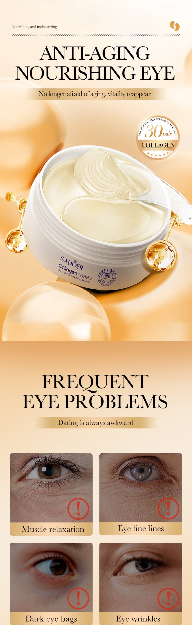 Collagen Anti-Wrinkle Firming Eye Mask SADOER Hydrating and moisturizing eye mask patch  foreign trade wholesale