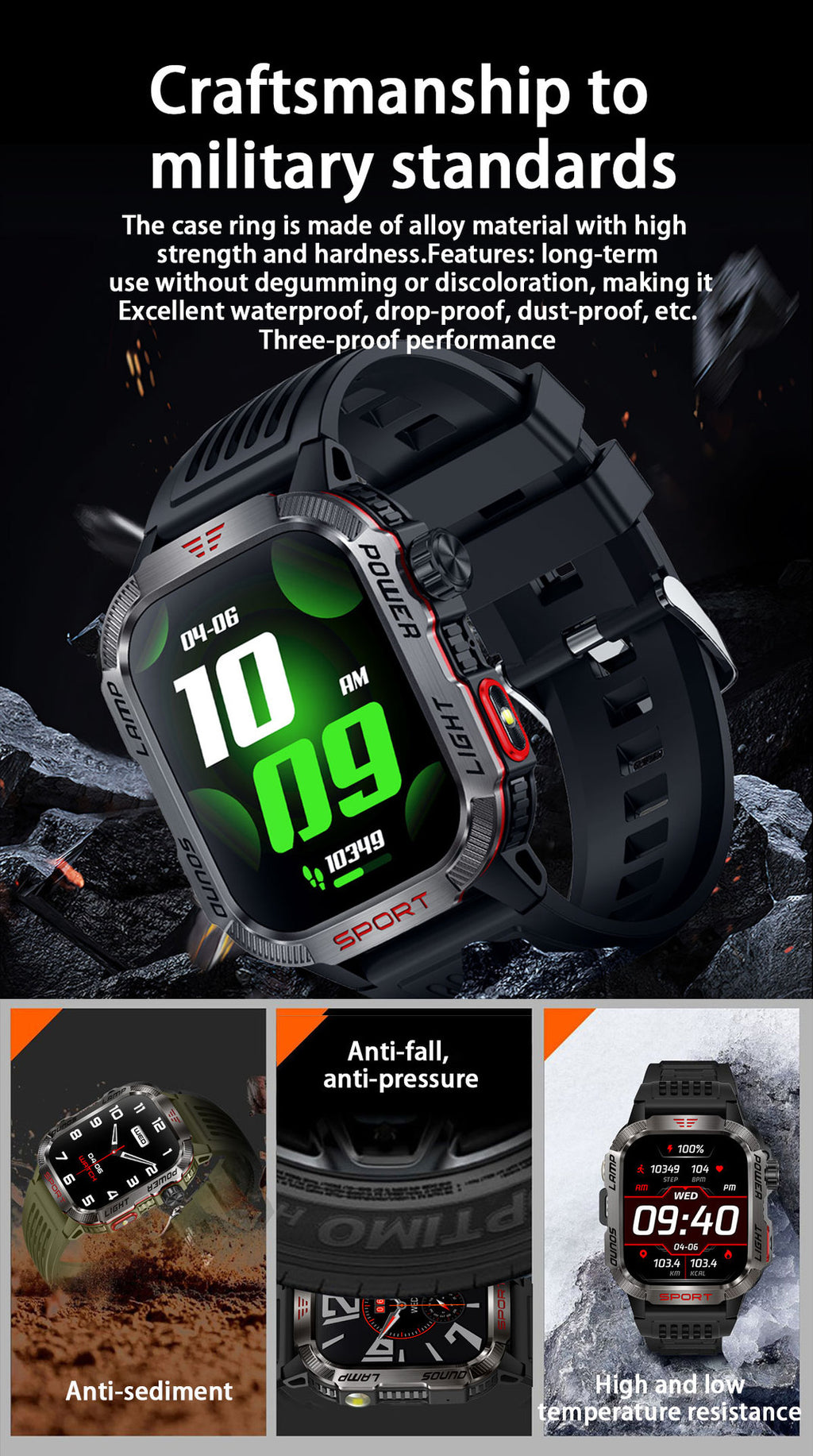 HT29Smart Watch Bluetooth Call True Heart Rate Step Sleep Monitoring IP68Deep Waterproof Sports Tri-Proof