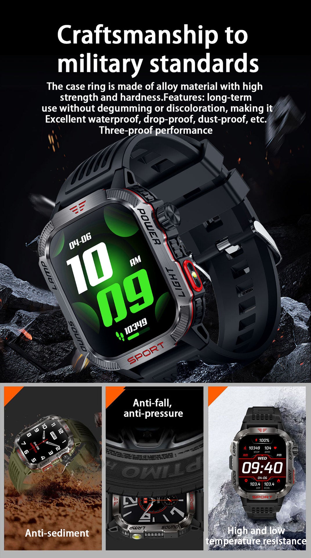 HT29Smart Watch Bluetooth Call True Heart Rate Step Sleep Monitoring IP68Deep Waterproof Sports Tri-Proof