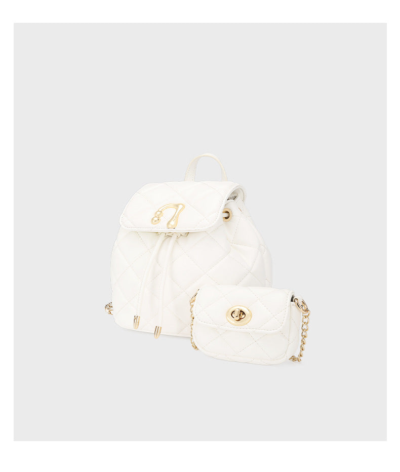 Chanel Style Quilted Design Simple Backpack for Women Mini Version Versatile New Niche High-end Small Backpack with Chain