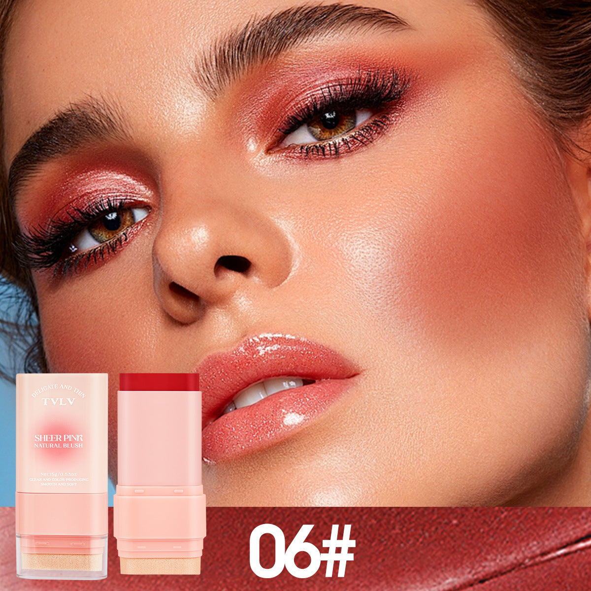 Matte Blush Cream15g Nude Six-Color Waterproof Gradient Blush Cream Version Daily Makeup