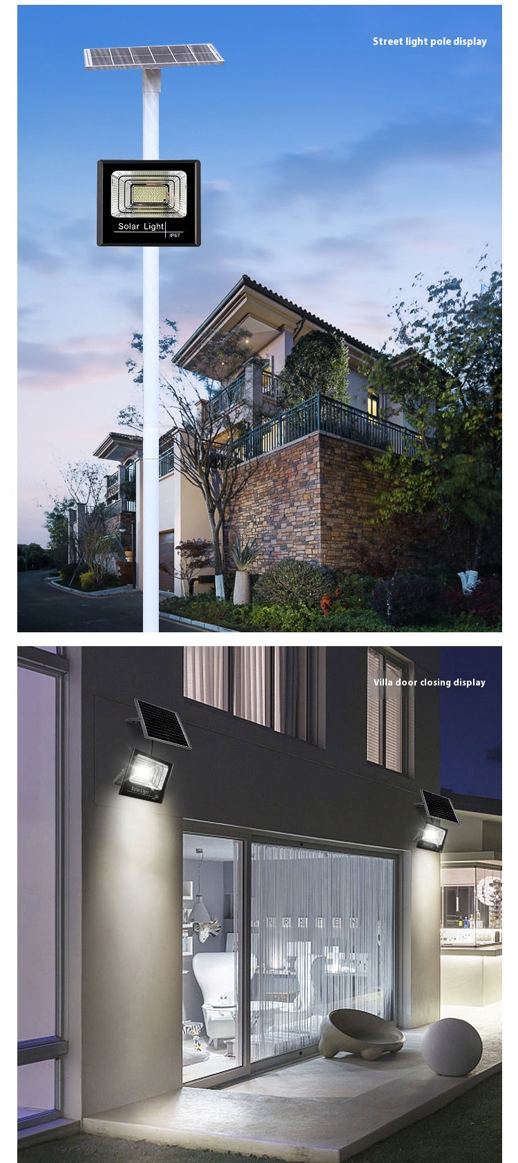 Waterproof LED Solar Street Light Indoor and Outdoor Home Garden Lighting with Strong Light for Rural Yards IP Rating IP65