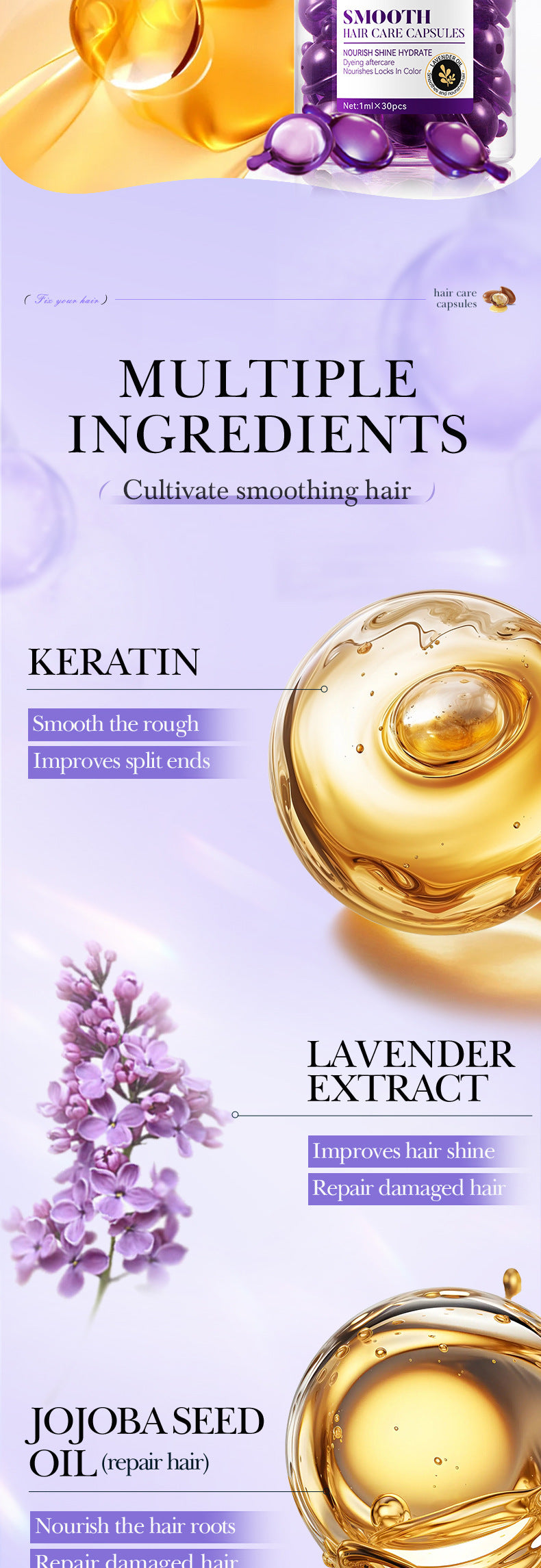 Nut Oil Hair Care Capsules SADOER Improve Frizz Essential Oil Capsule Conditioner  Wholesale