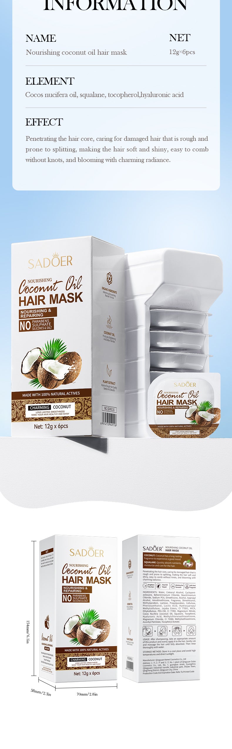 Coconut Oil Body Care Set SADOER Smooth, Soft, Moisturizing, Clean  Wholesale