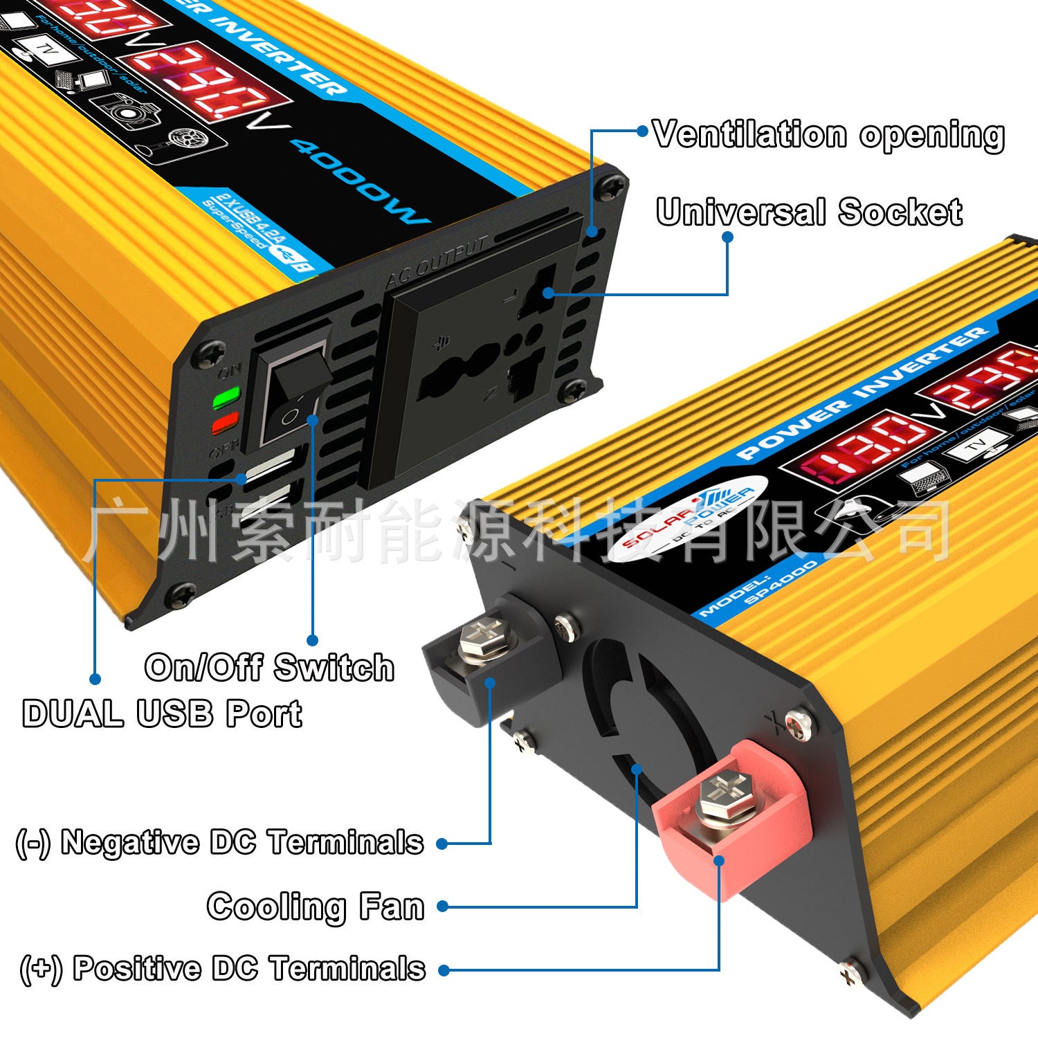 Export car inverter Vehicle Inverter300W 12V Turn110V 220V Dual Voltage Display