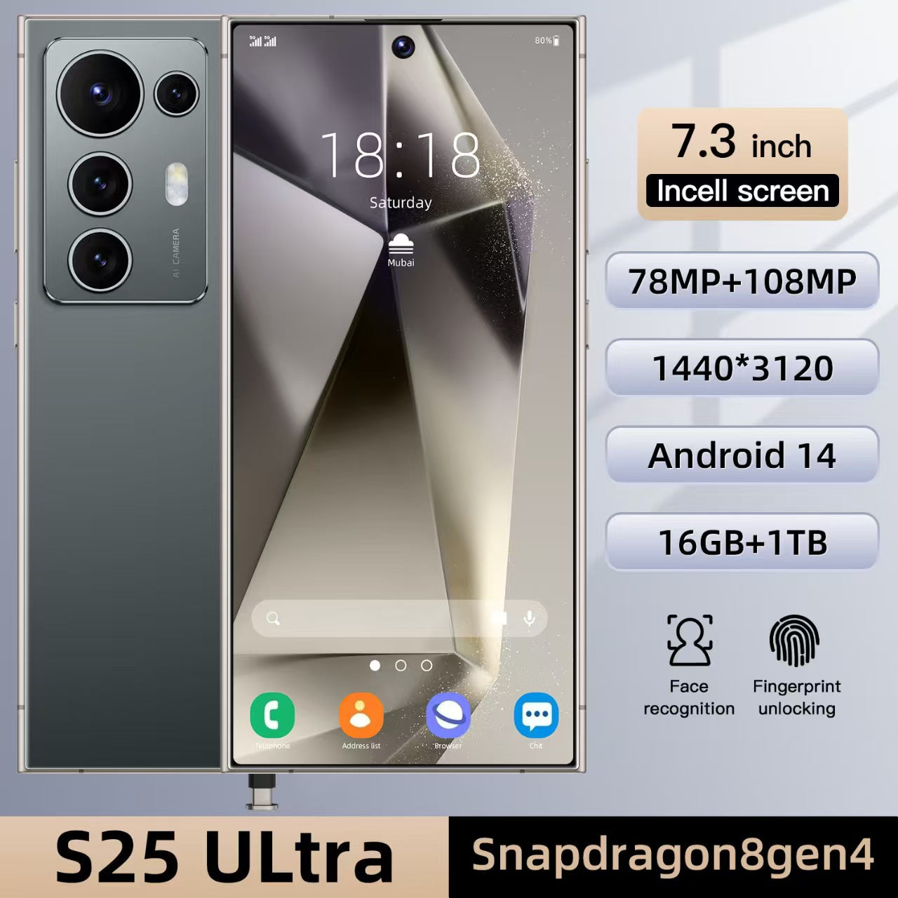 C25-S25 Ultra Android7.3Inch Smart5G Mobile Phone16+1T Source Factory AliExpress TK