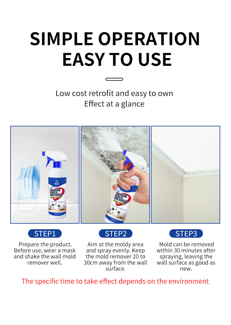 Mildew Remover for Walls, Household White Wall Tile Grout Mildew Remover Spray, Wall Mold Spot Cleaner