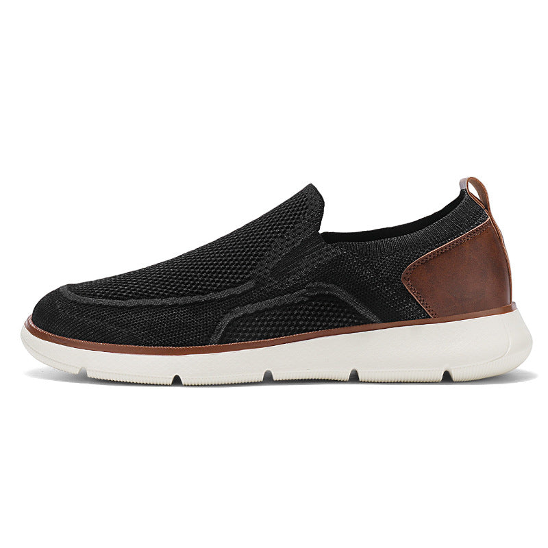 Vintage Casual Trendy Shoes Large Size Breathable Flyknit Mesh Men's Slip-On Lightweight Non-Slip Men's Shoes Large Size Men's Shoes