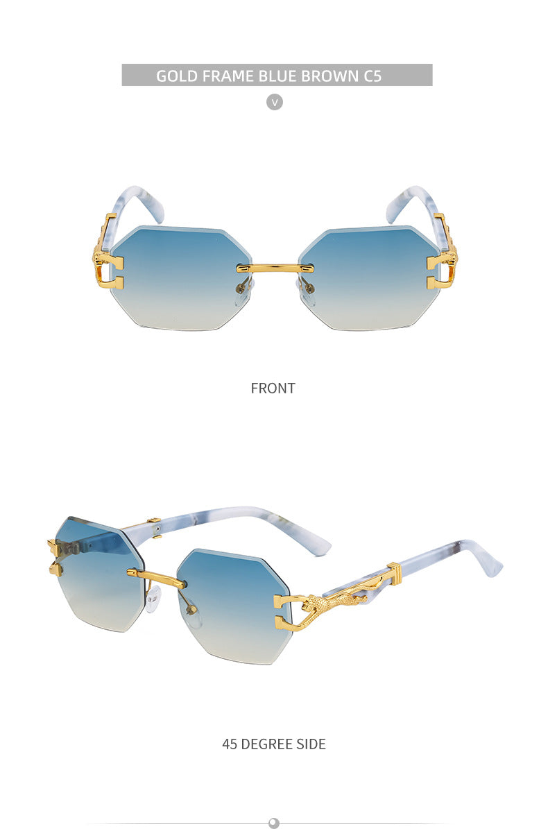 Vintage Imitation Wood Grain Leopard Temple Sunglasses Men's Square Frame Cut Edge Driving Sunglasses Wholesale shades