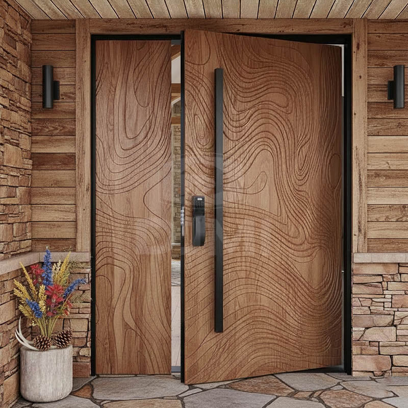 China Top Manufacturer Modern Design Villa Exterior High-end Main Solid Wood Entry Door for Houses Outside Front Door