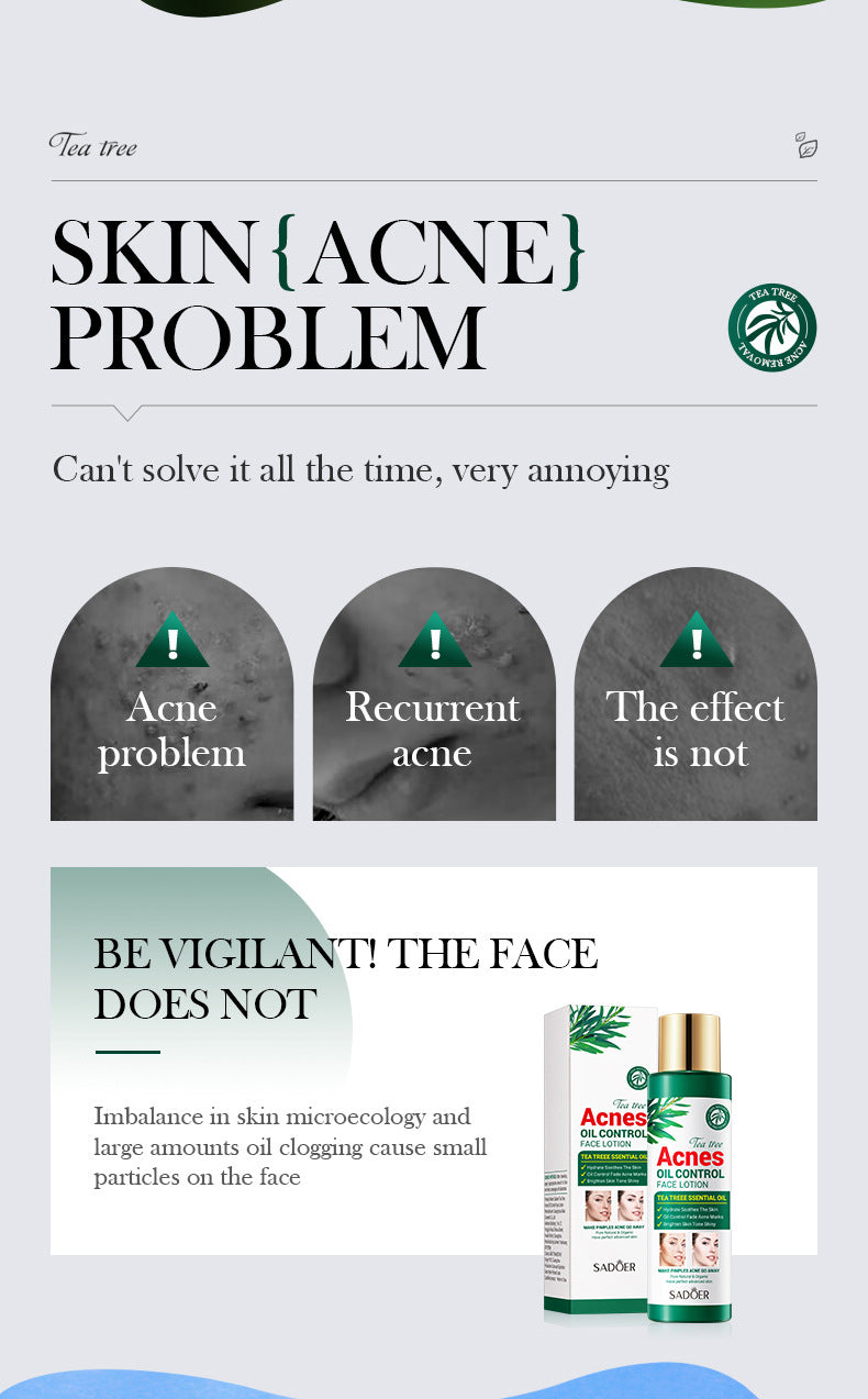 Tea Tree Skincare Set SADOER Cleansing, moisturizing, hydrating five-piece set for  foreign trade wholesale