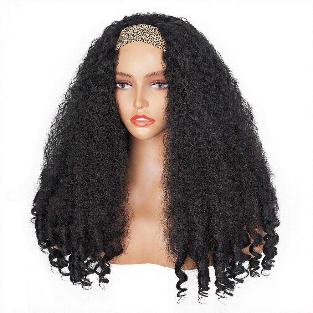 Matte Head Cover 99J V part Afro Curly Wig
