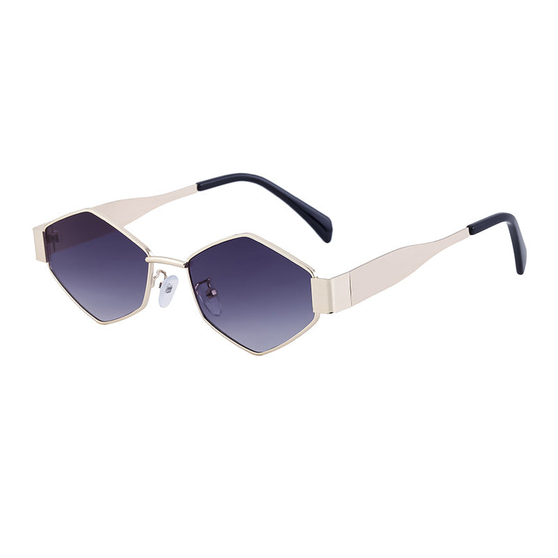 European and American Fashion Irregular Metal Sunglasses for Women Trendy Personality Wide Temple Sunglasses Wholesale sunglass