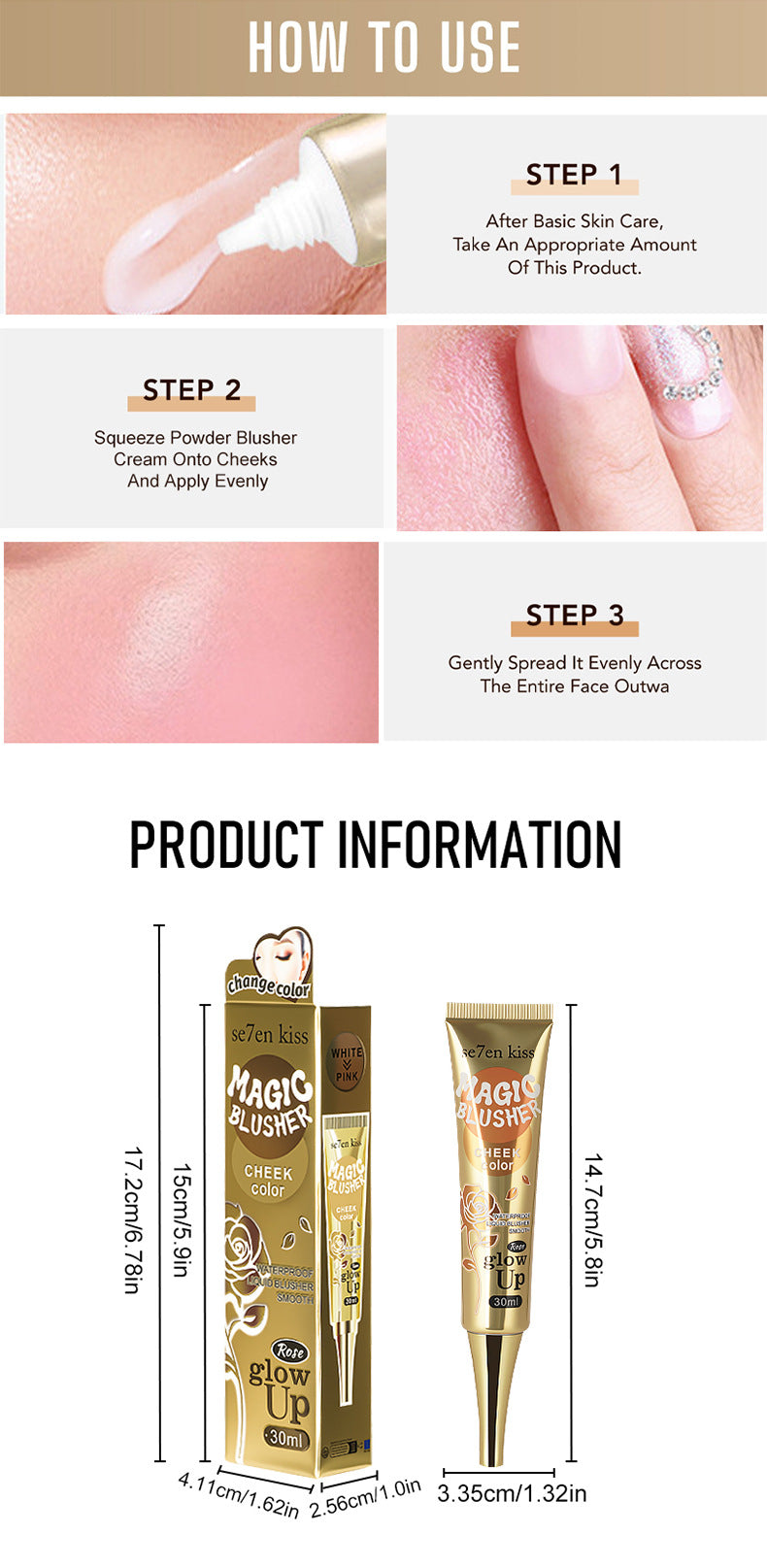 Philippines Olauty Magic Temperature-Sensitive Color-Changing Liquid Blush30ml Shimmer Smoky Eyeshadow Blush Cream Makeup