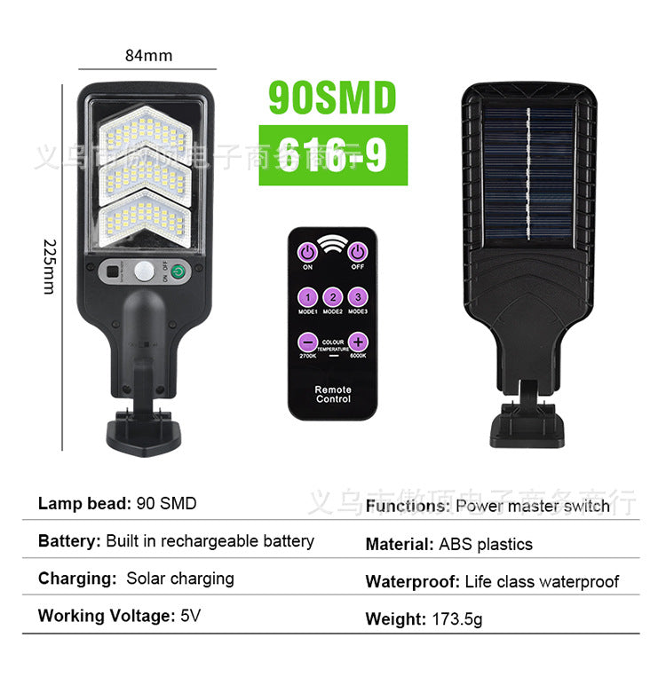 New Solar Street Light LED Outdoor lighting human body sensor garden light with remote control wall lamp Waterproof