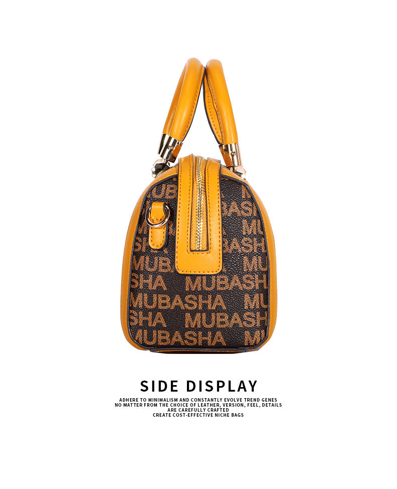 2024New Fashion Boston Bag Printed Retro Pillow Bag Handheld Shoulder Bag Personalized Crossbody Bag European and American Style Bag