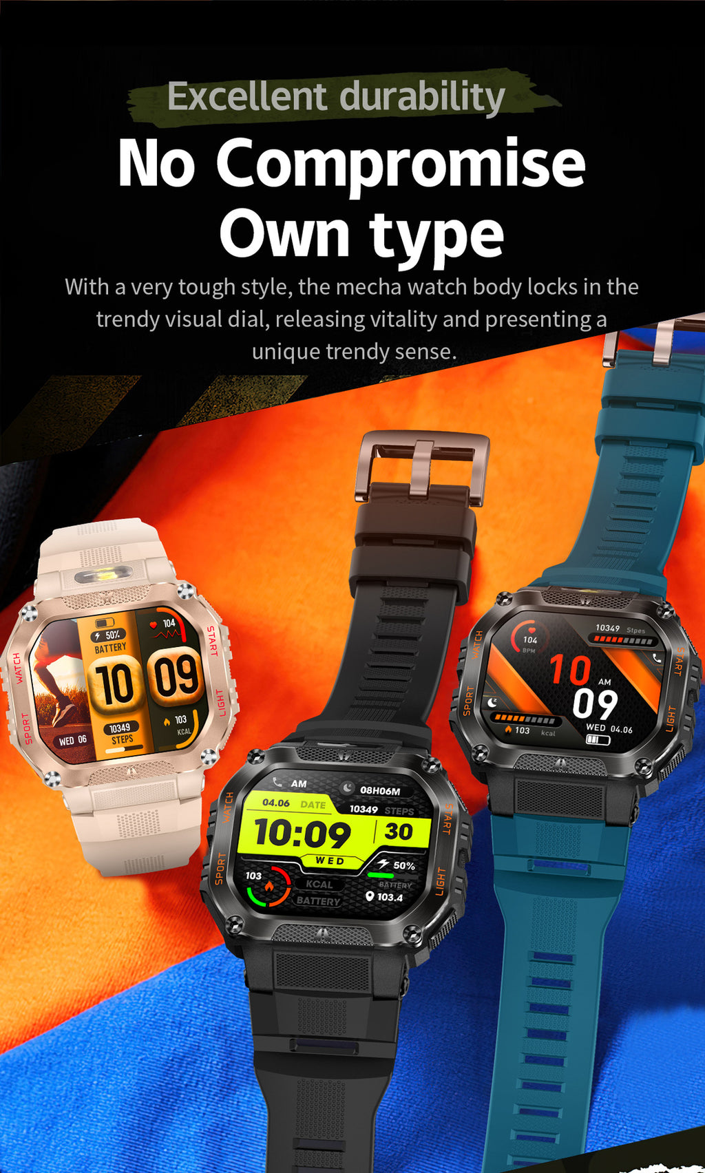 HT34Smart Watch Bluetooth Call True Heart Rate Step Sleep Monitoring3ATM Waterproof Outdoor Sports Three-Proof