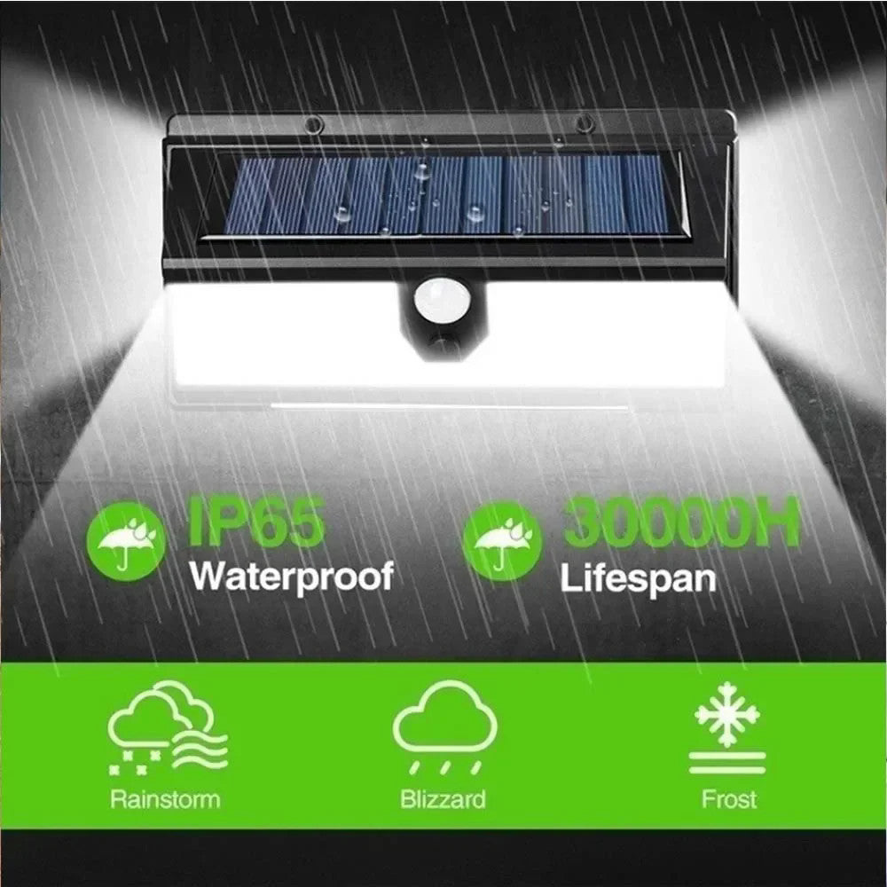 New solar light outdoor wall lamp190LED Human Body Sensor Garden Light Three-Sided Emitting Small Street Light with Colorful Lights