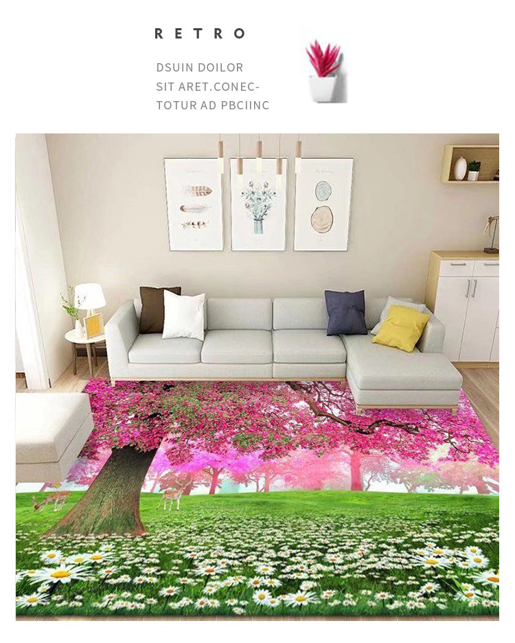 Living Room Carpet Stain-Resistant Easy to Clean Sofa Coffee Table Rug Home Insulation Silent Simple Style Non-Slip Crystal Velvet Carpet