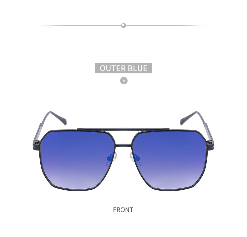 Men's Retro Double Bridge Sunglasses shades Europe and America ins Large Frame Sunglasses for Men Trendy Outdoor Cycling Glasses Wholesale