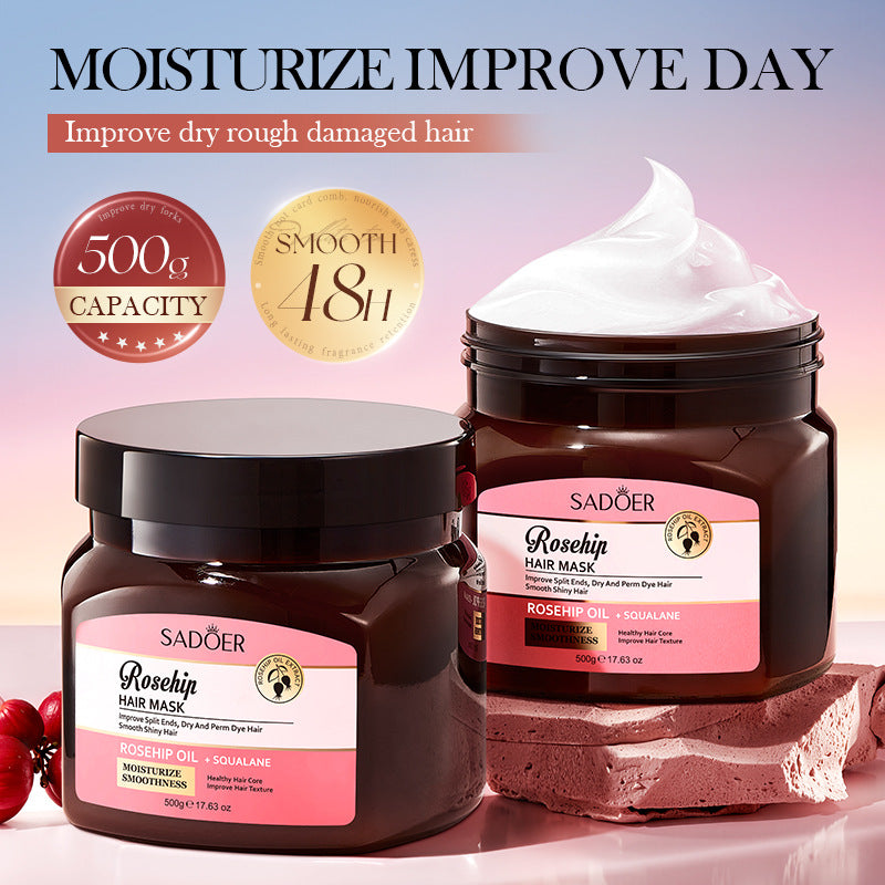 Cross-border Rosehip Oil Hair Mask500g Moisturizing and Smooth Hair Conditioner Export Manufacturer Wholesale