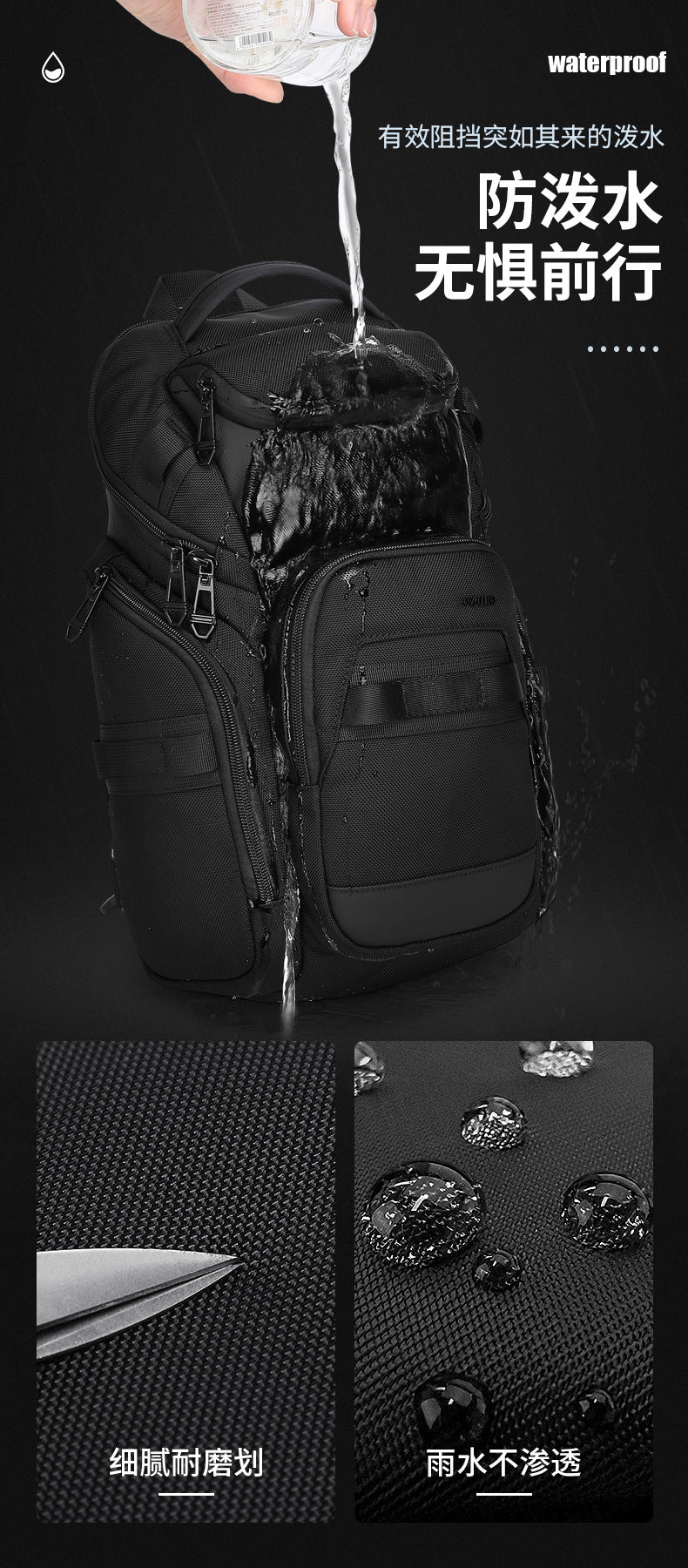 OZUKO Men's Chest Bag Waterproof Large Capacity Multifunctional Crossbody Bag Trendy Portable Lightweight High-end Feel Single Shoulder Bag