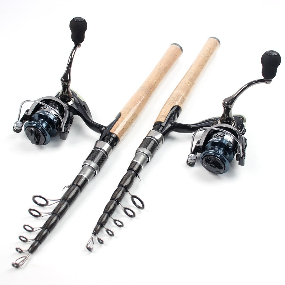 Portable Sea Rod Set with Wooden Handle, Fishing Reel, Telescopic Lure Rod, Fishing Gear, Wholesale from Fishing Rod Manufacturer