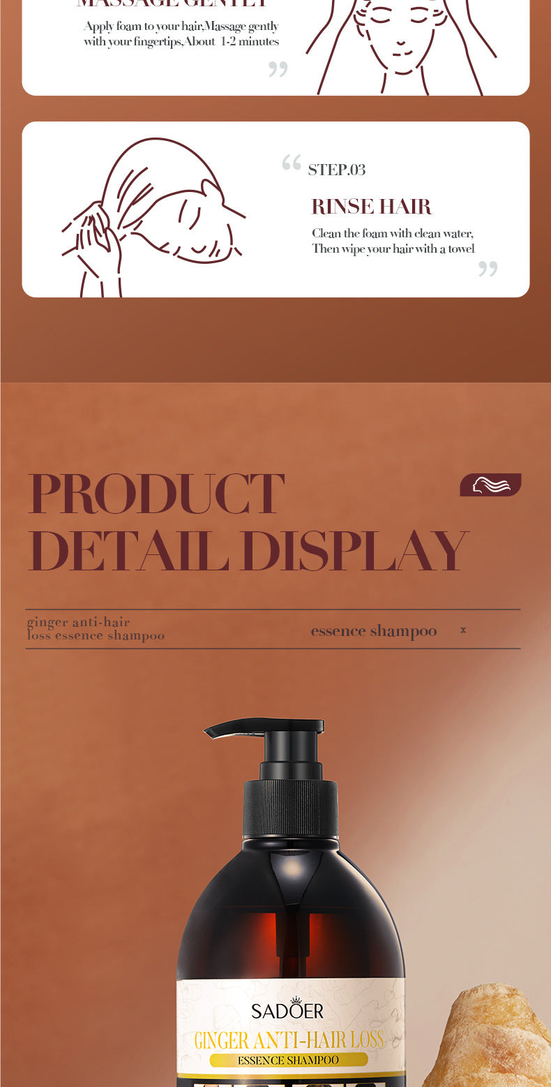 Ginger Anti-Hair Loss Shampoo500ml SADOER Plant Shampoo  Wholesale