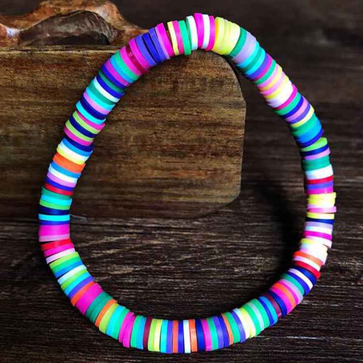 European and American Bohemian Soft Clay Bracelet Beach Party6mm Colorful Bracelet Ladies Elastic Rope Soft Clay Bracelet