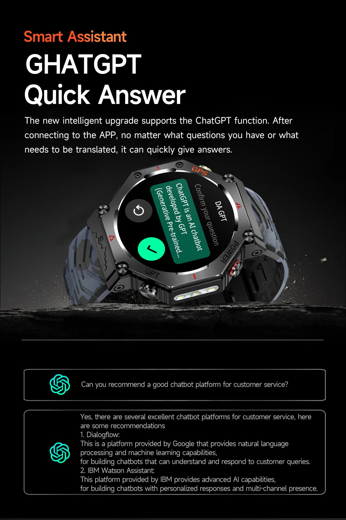 KC91Smart Watch Bluetooth Call Heart Rate Pedometer Sleep3ATM Waterproof GPS Beidou Positioning Sports Three-Proof