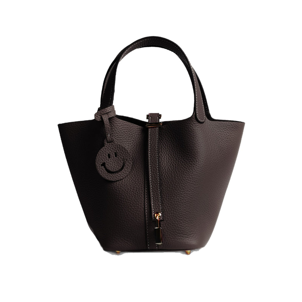 European and American New Hot-Selling Simple Women's Top Layer Cowhide Large Capacity Versatile Bucket Bag Handbag