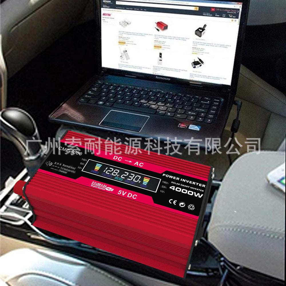 300W Car Power Inverter 12V Turn110V220V Intelligent Digital Display Vehicle Inverter