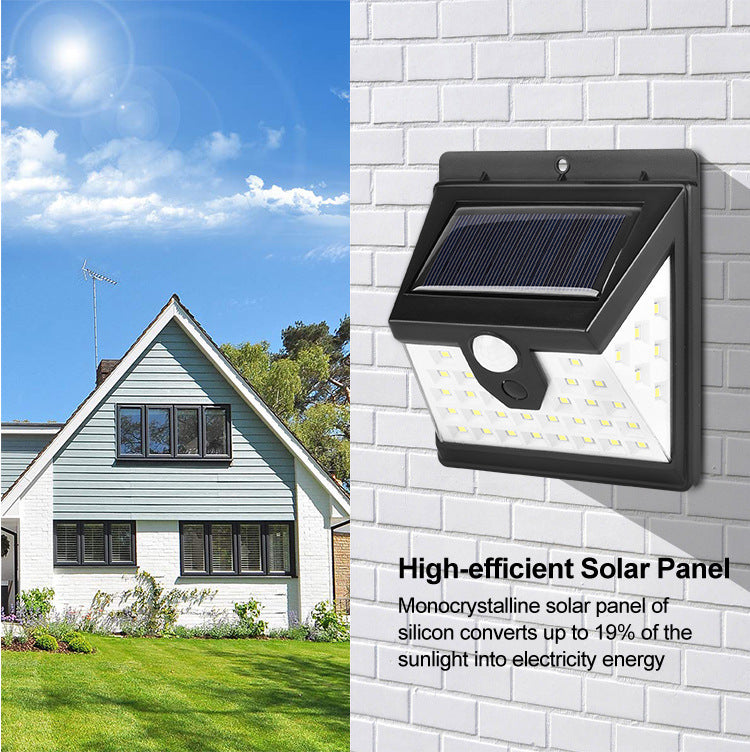 Outdoor Solar Lights40LED Human Body Sensor Wall Light Waterproof Garden Light Garden Light Three-sided Illuminated Small Street Light