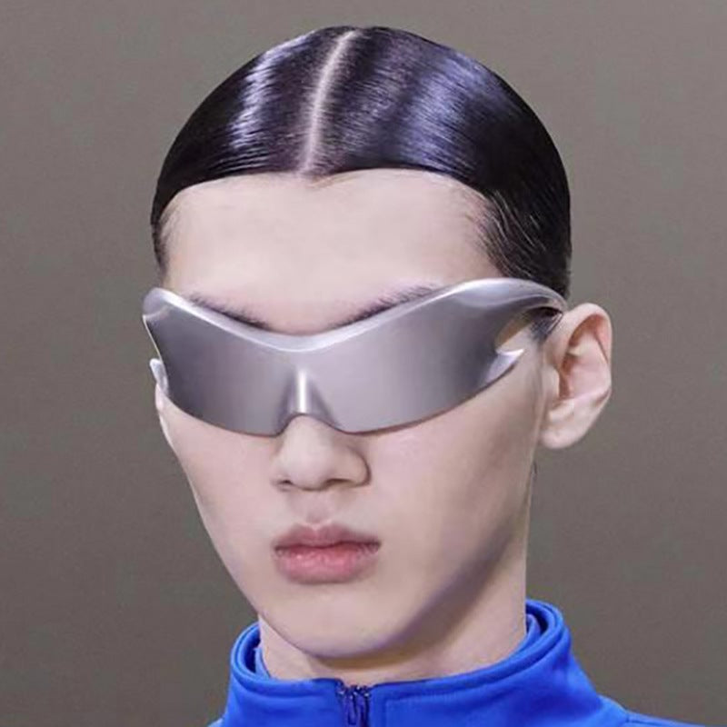 Europe and America Y2K Millennium Sports Windproof Colorful Sunglasses Men's Future Technology Style One-piece Sunglasses Women's Wholesale