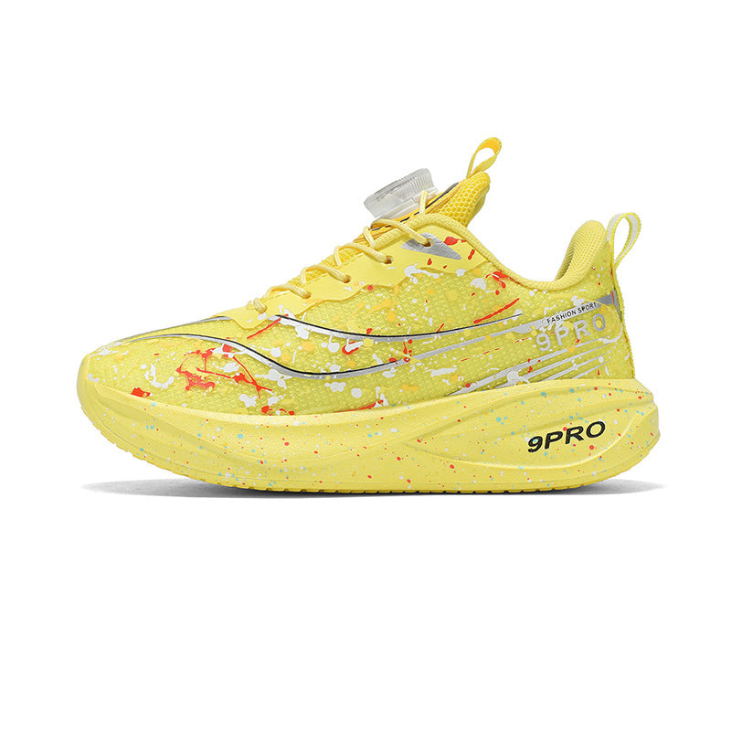 Children's Running Shoes with Rotating Buckle, Breathable Mesh Surface, Ultra-light Soft Sole, Wear-resistant, Non-slip, Racing Sports Shoes for Boys and Girls