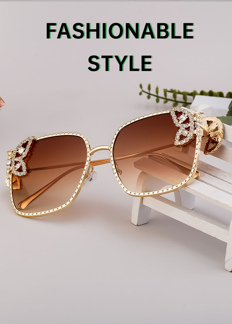 European and American Fashion Personality Butterfly Diamond Sunglasses for Women Metal Frame Sunglasses Women's Sun Protection Glasses shades