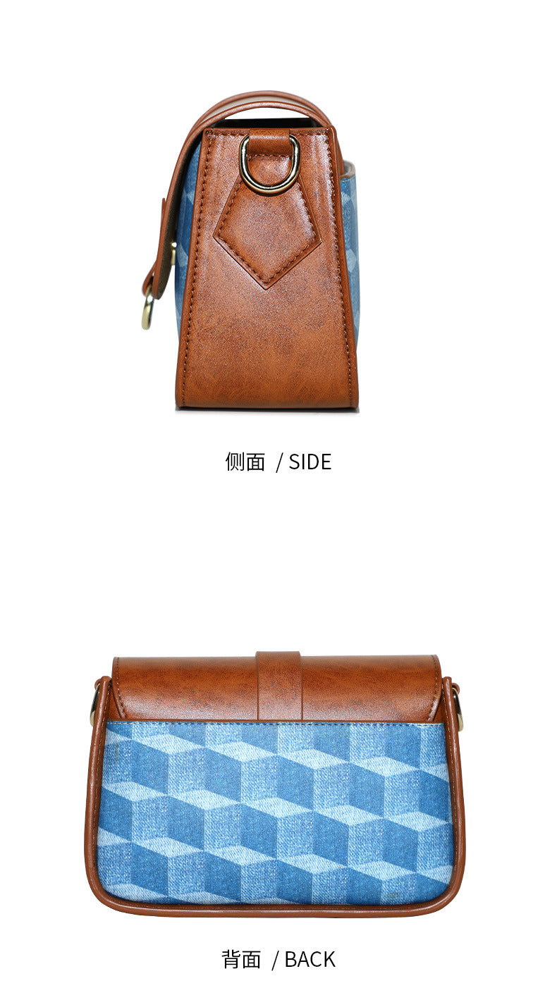 Women's Summer New Trend Retro Small Square Bag Personality Stylish Color-Block Shoulder Bag High-Quality Crossbody Bag for Women