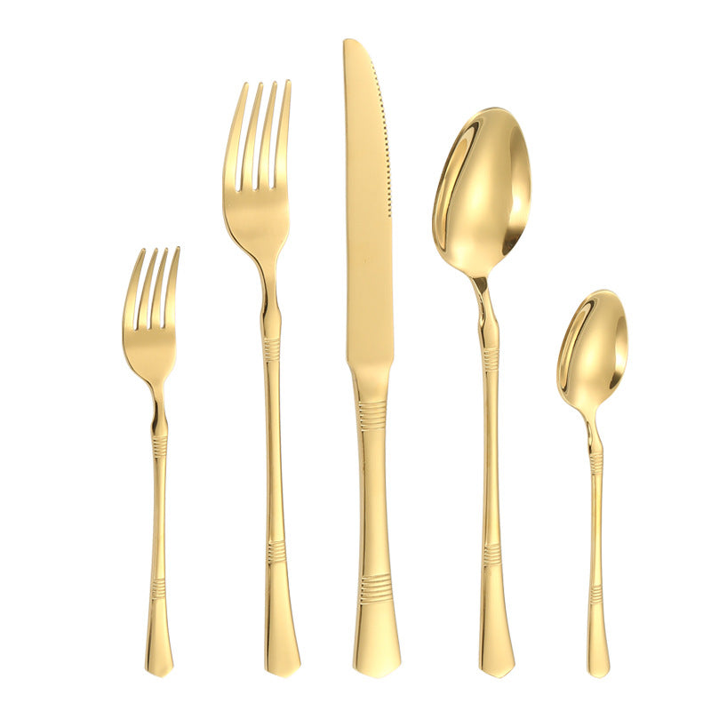 Stainless Steel Cutlery Western Steak Knife and Fork6Restaurant Crown Knife, Fork, and Spoon for One Person24Piece Suit