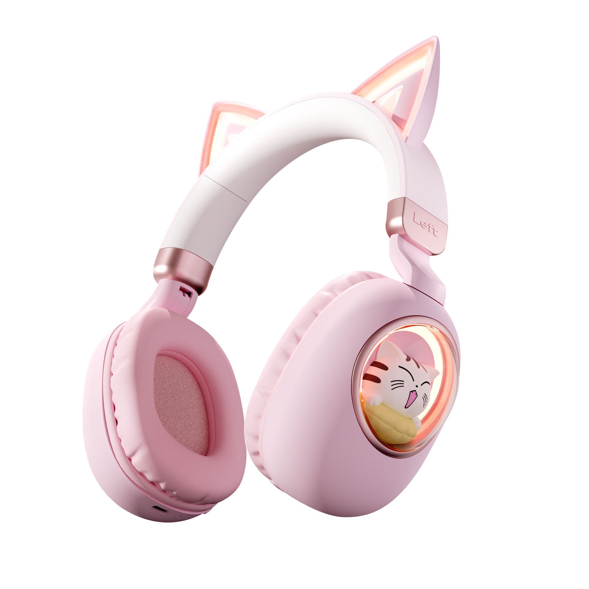 Cartoon Cat Head-mounted Bluetooth Wireless Earphones Long Battery Life Support Customization Cat Ear Cute Cat Ear Design