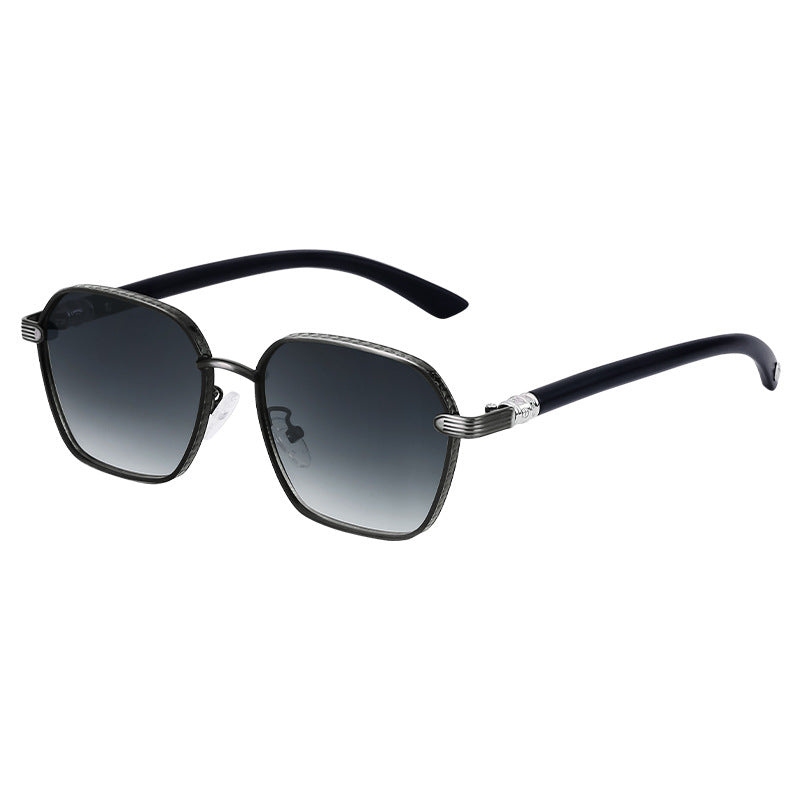 Vintage Imitation Wood Grain Temple Men's Sunglasses Outdoor Driving Square Frame Sunglasses Wholesale shades