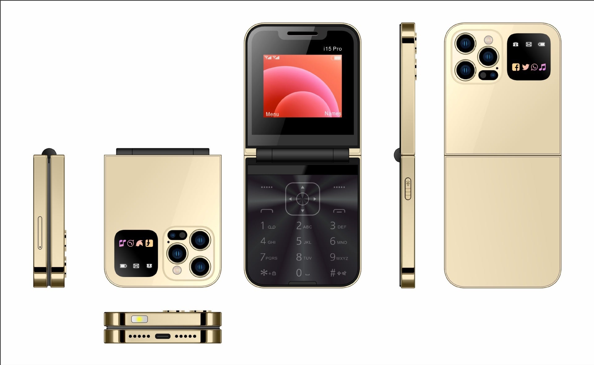 Mobile Phone i15 pro Dual SIM Non-Smartphone Flip Phone Button Elderly Phone2G Mobile Phone