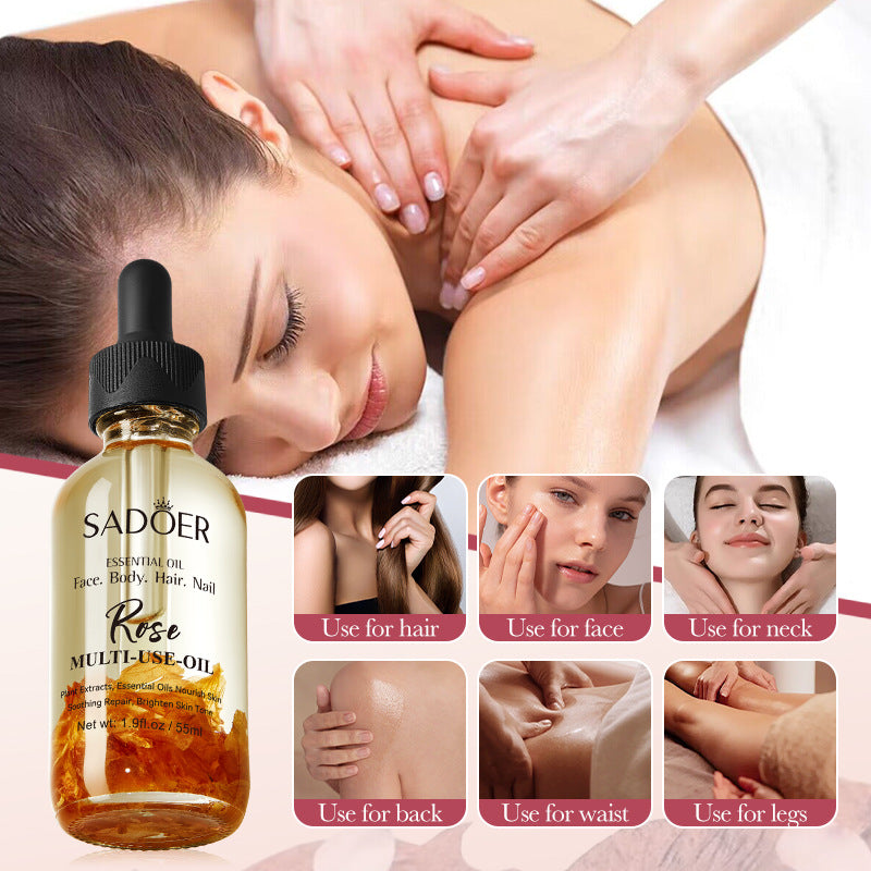 Rose Dried Flower Multi-effect Massage Oil SADOER Moisturizing skin body essential oil cross-border foreign trade wholesale