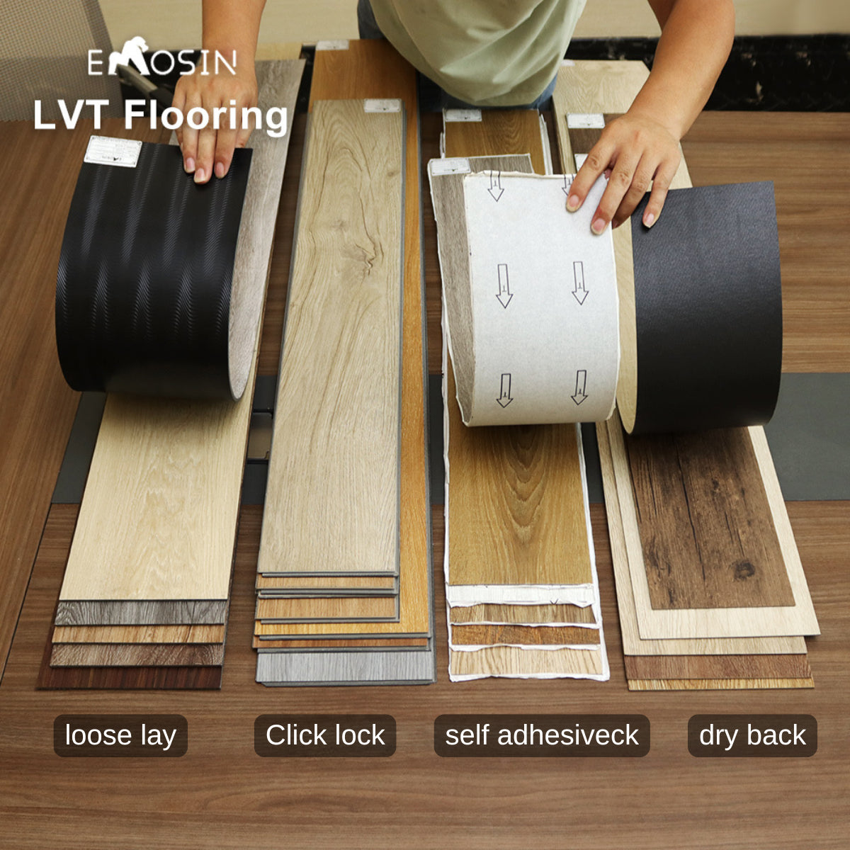 Commercial Grade with Glued on 5mm Waterproof Tile Gluedown Luxury Vinyl Plank Flooring Glue Down Lvp Lvt Flooring
