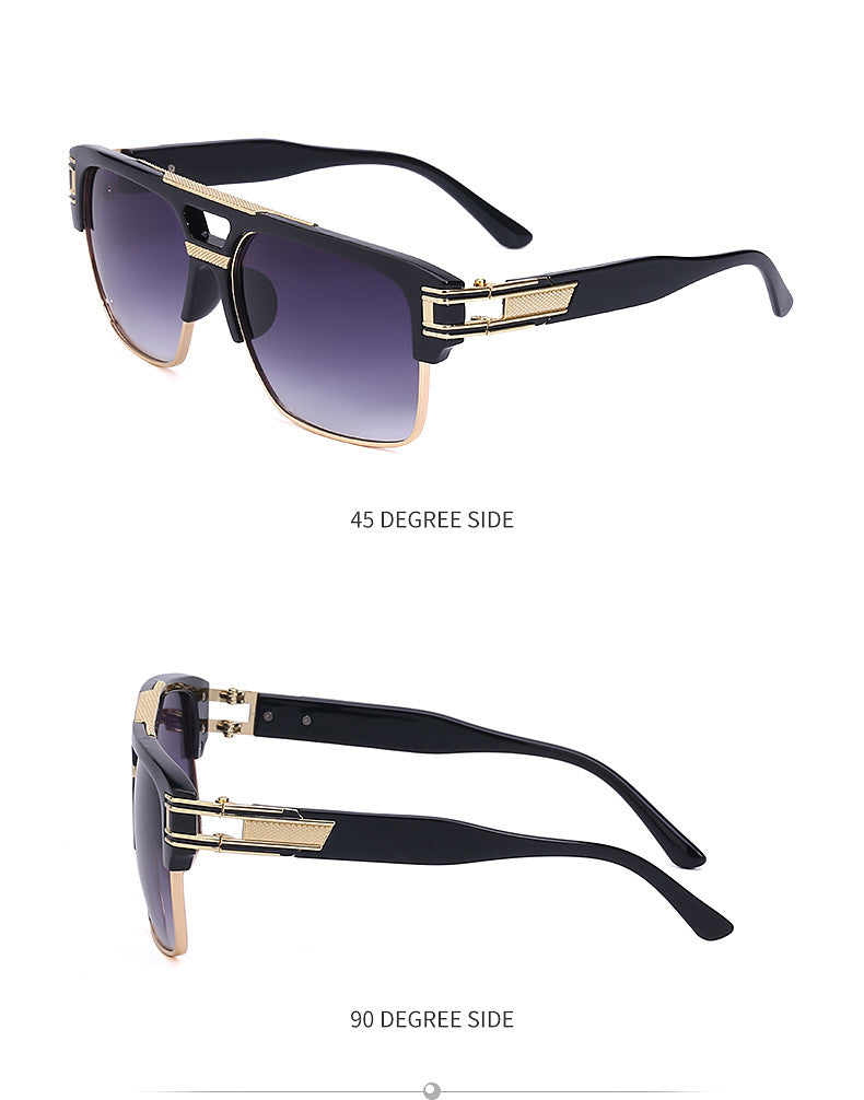 Glasses for Men Driving Special European and American Large Frame Sunglasses Men's High-end Sense Retro Trend Sunscreen Sunshade Full Frame Sunglasses